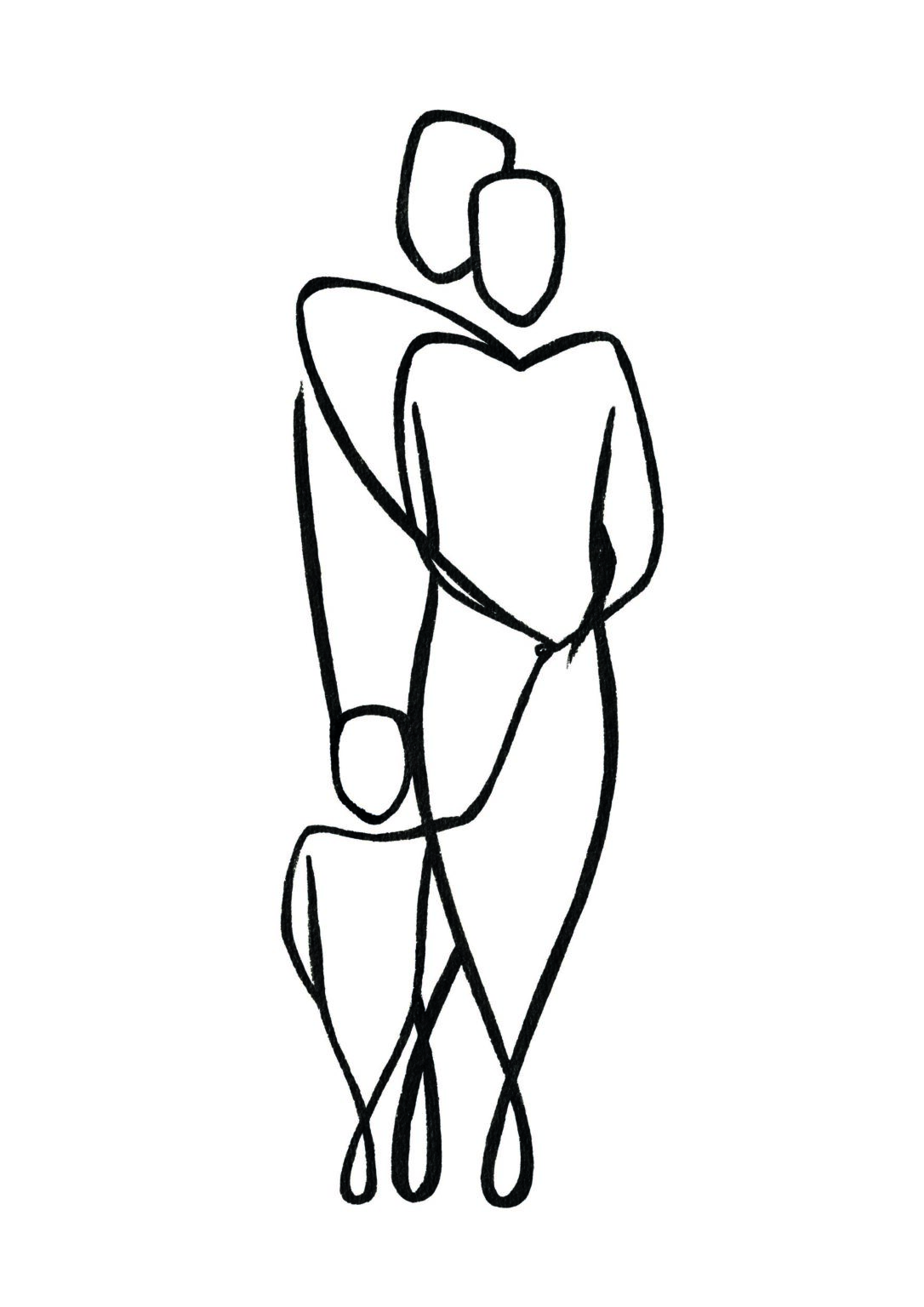 XL Line-art family Giclée print - Less With Lines