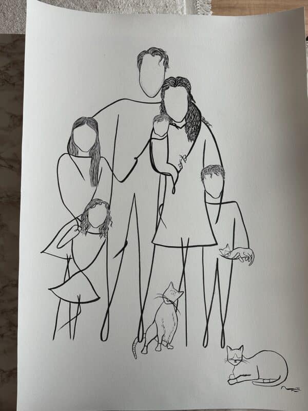 Unieke feestelijke optie voor een gepersonaliseerd line-art portret a5 of a4 formaat - Afbeelding 3