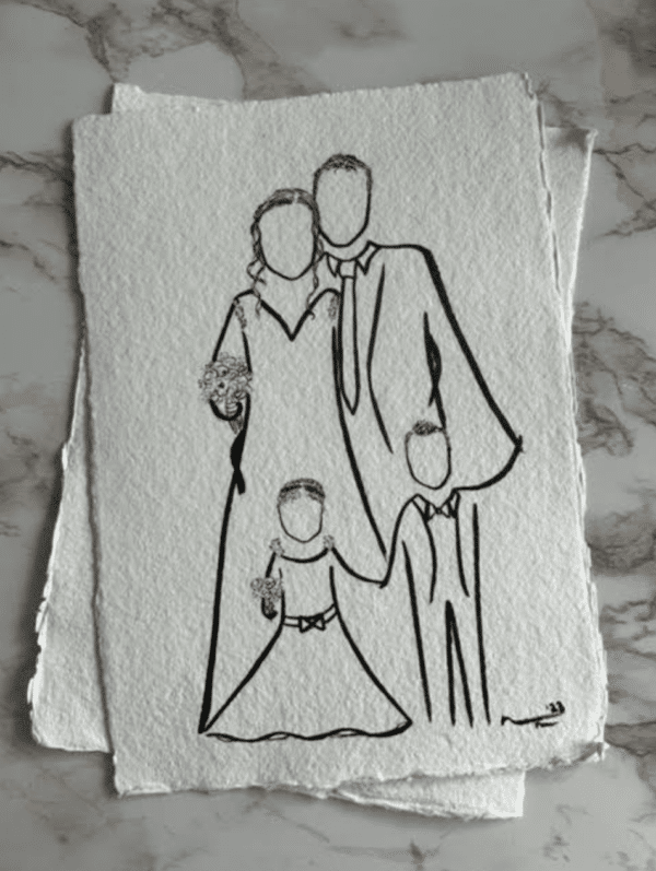Unieke feestelijke optie voor een gepersonaliseerd line-art portret a5 of a4 formaat - Afbeelding 2