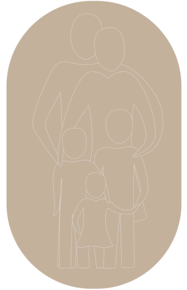 Ovaal Felt Family portret zonder lijst